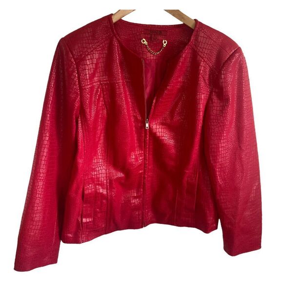 Joni B - red croc print zip up jacket - Picture 1 of 7